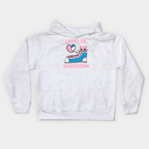 love is everything, lovely cat Kids Hoodie by zzzozzo